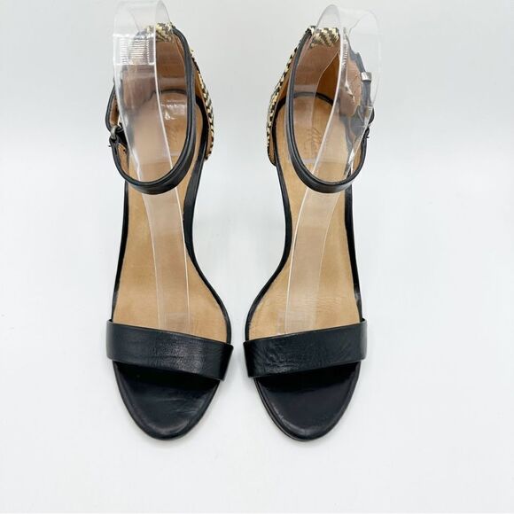 EUC Madewell Marcel Black Leather Sandals w/Woven Raffia Heels Sz 8.5 - Picture 4 of 16
